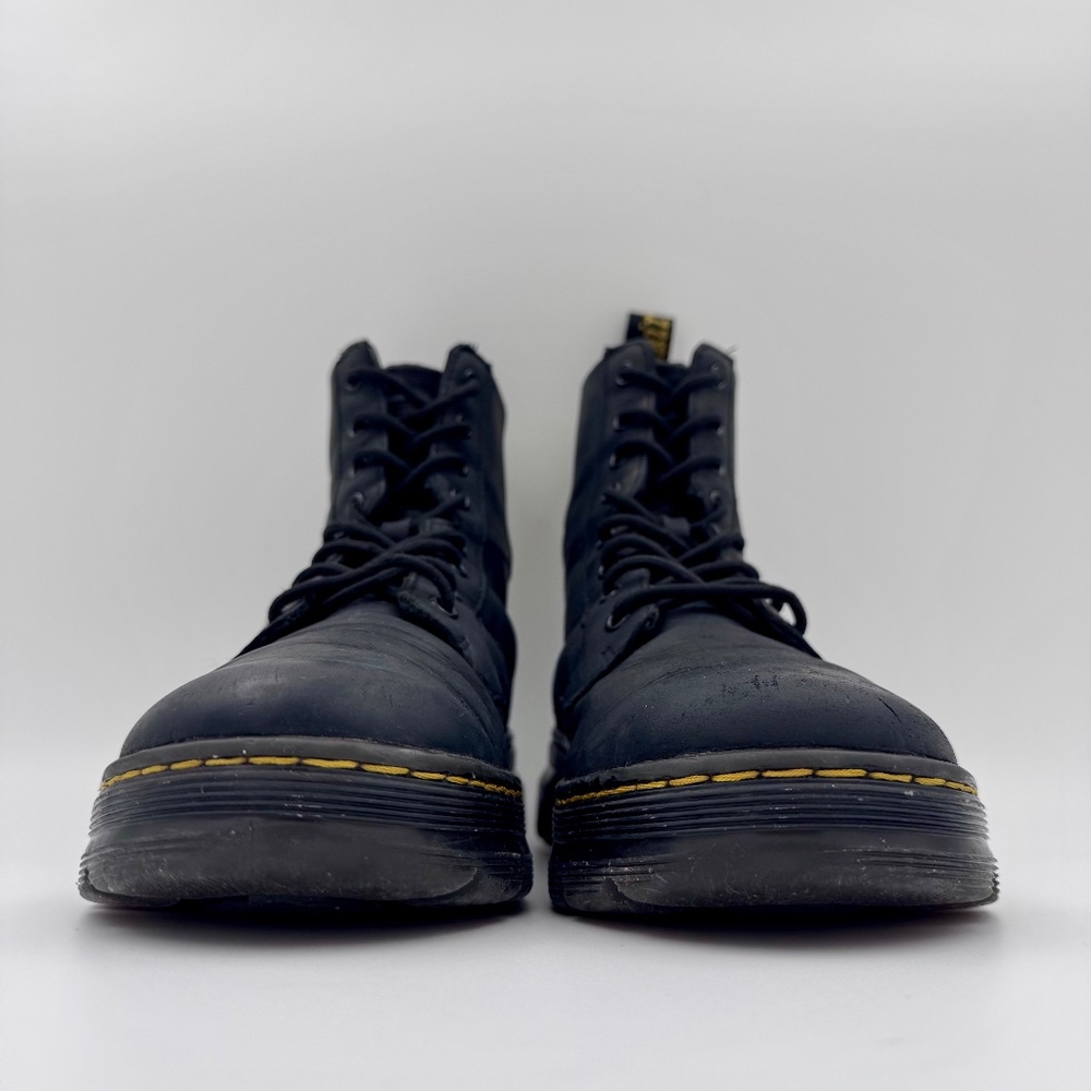 Dr. Martens Combs Black Wyoming Leather Combat Boots - Size 9 Women's/8 Men's - Picture 3 of 14
